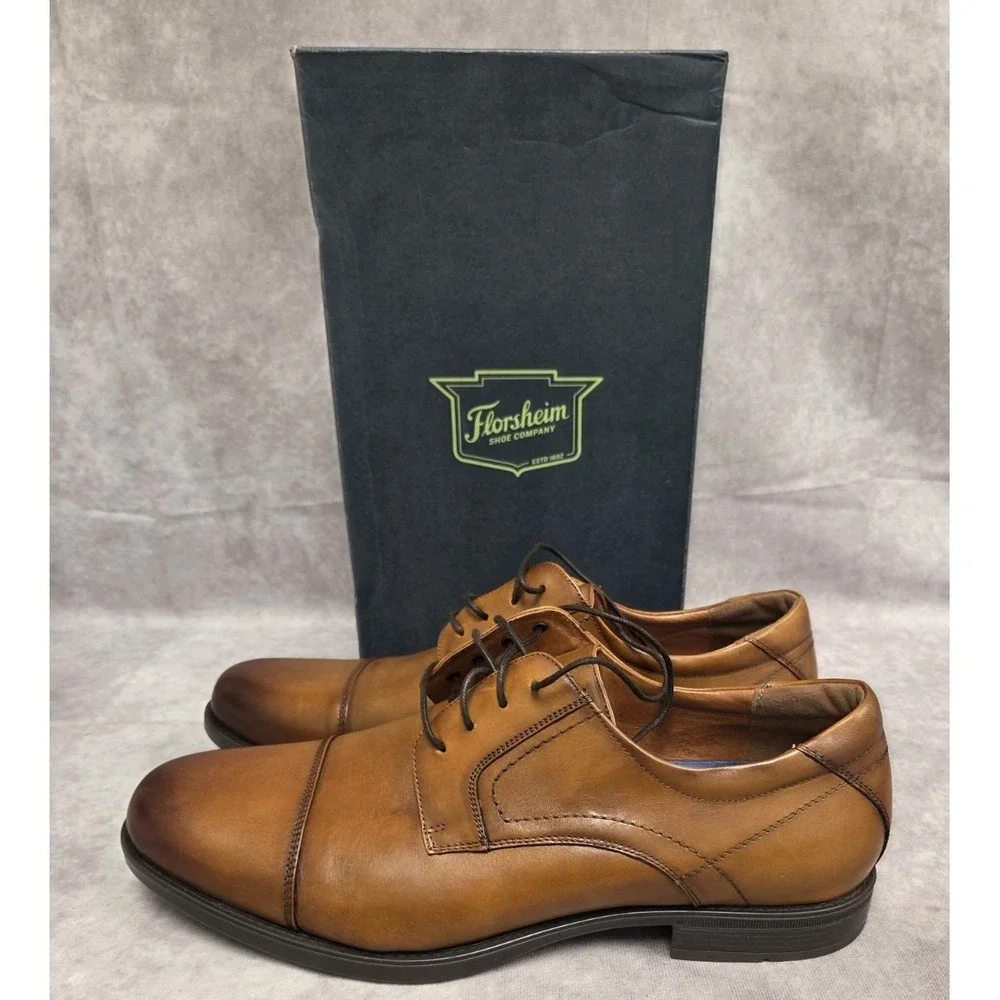 Florsheim M-15D Brn Comfortech Dress Shoes Finance Cap Ox NIB
